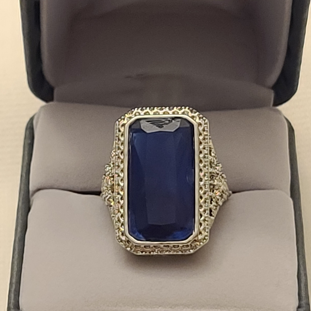 Sapphire Statement Ring Sterling Silver